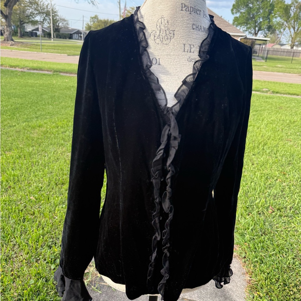 Whimsigoth silk Trim Velvet Blouse